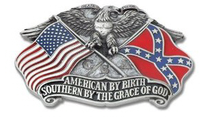 American By Birth Southern By The Grace of God Pewter Belt Buckle